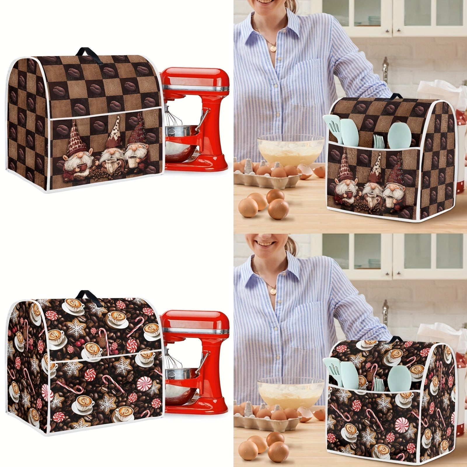 Kitchen Appliance Cover for Mixer and Coffee Machine Foldable Dust Cover with Pocket and Handle