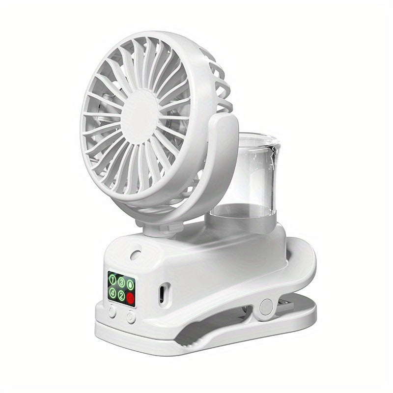 Portable USB Rechargeable Fan with Mist Humidifier for Office and Outdoor Use