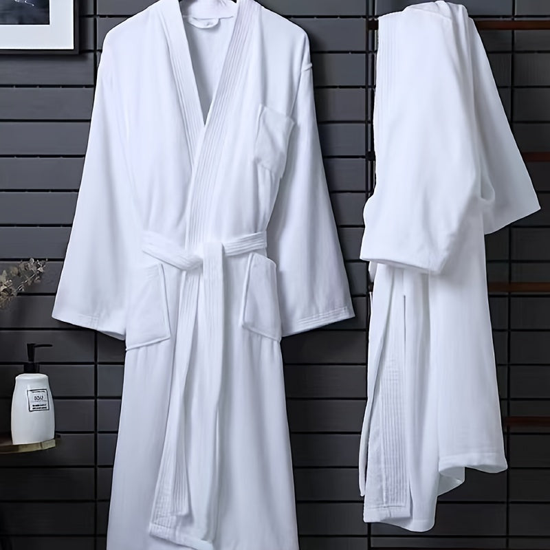 Cotton Bathrobe for Men and Women Quick-Dry Velvet Fabric Pink Blue Stripes