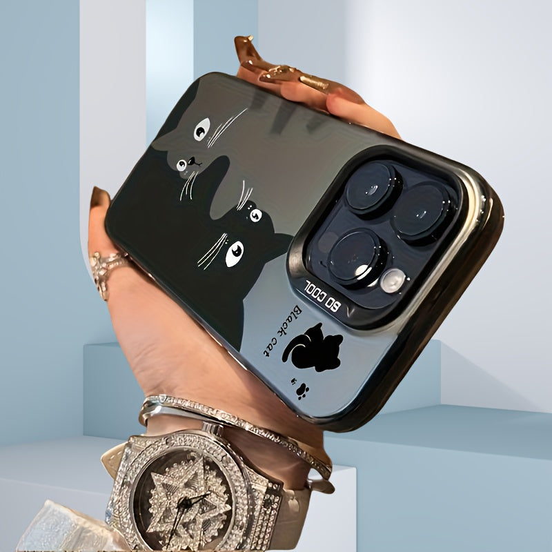 Upside-Down Cat Phone Case for iPhone Anti-Fall Non-Slip Acrylic Protective Cover