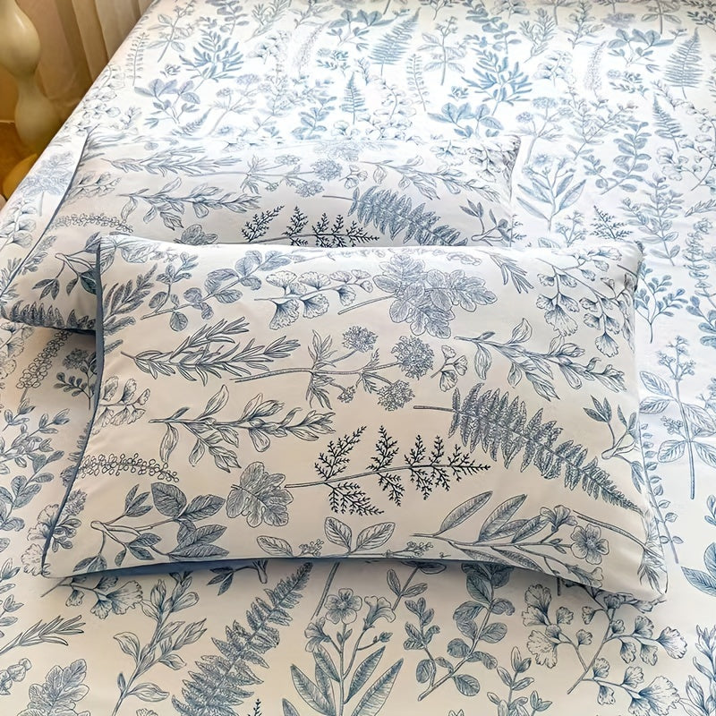 Set of 2 Hypoallergenic Floral Pillowcases with Deep Pockets and All-Season Garden Print