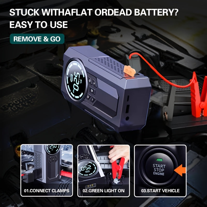 TTENGQU Avtomobil Ta'mirlash Asbobi: Tez inflatsiya va avtomatik to'xtash funksiyasi bilan LED chiroqli portativ zaryadlovchi va shina inflator.