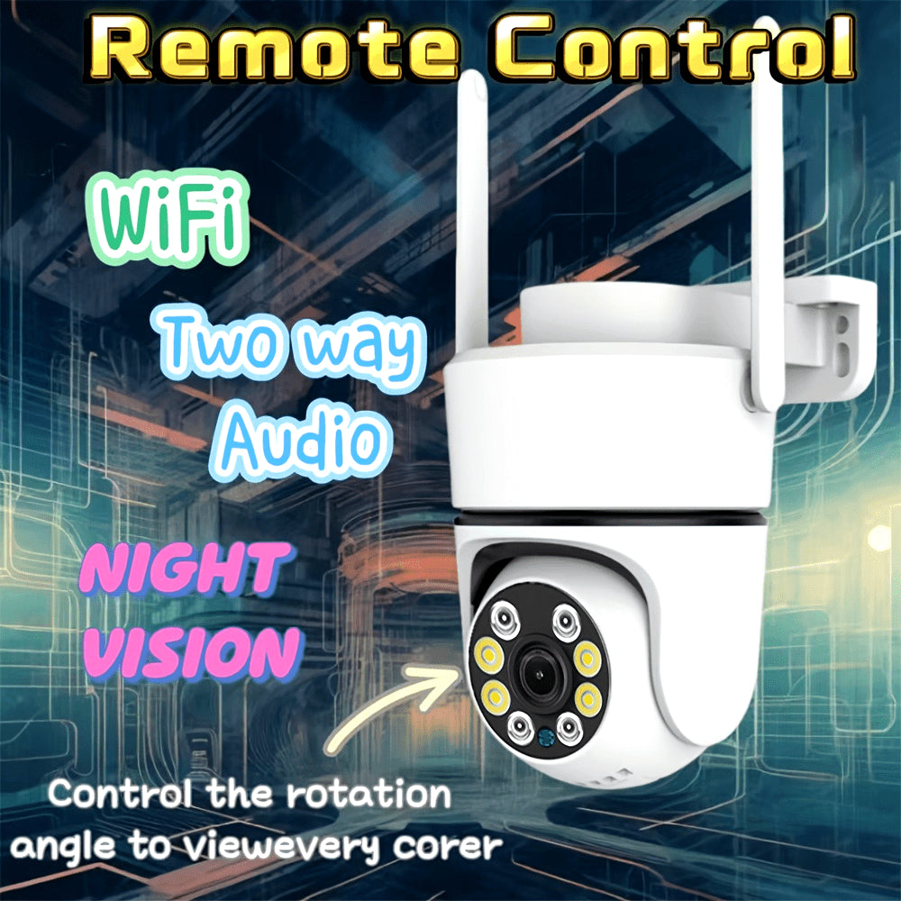 Outdoor WiFi Security Camera 1080p Night Vision Two-Way Audio PTZ USB Powered
