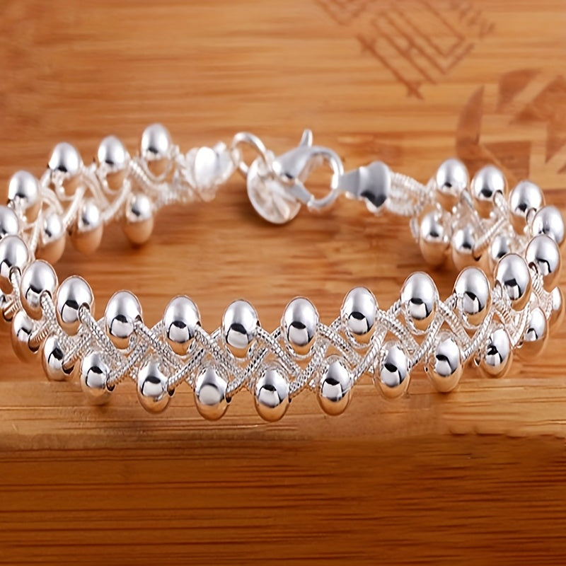 Стильный и художественный ручной браслет с серебром 925 пробы и детализированными бусинами