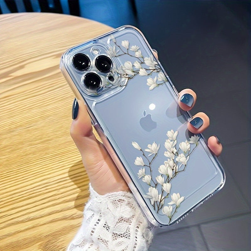 Magnolia Flowers TPU Phone Case for iPhone 11 12 13 14 15 16 Pro Plus Max