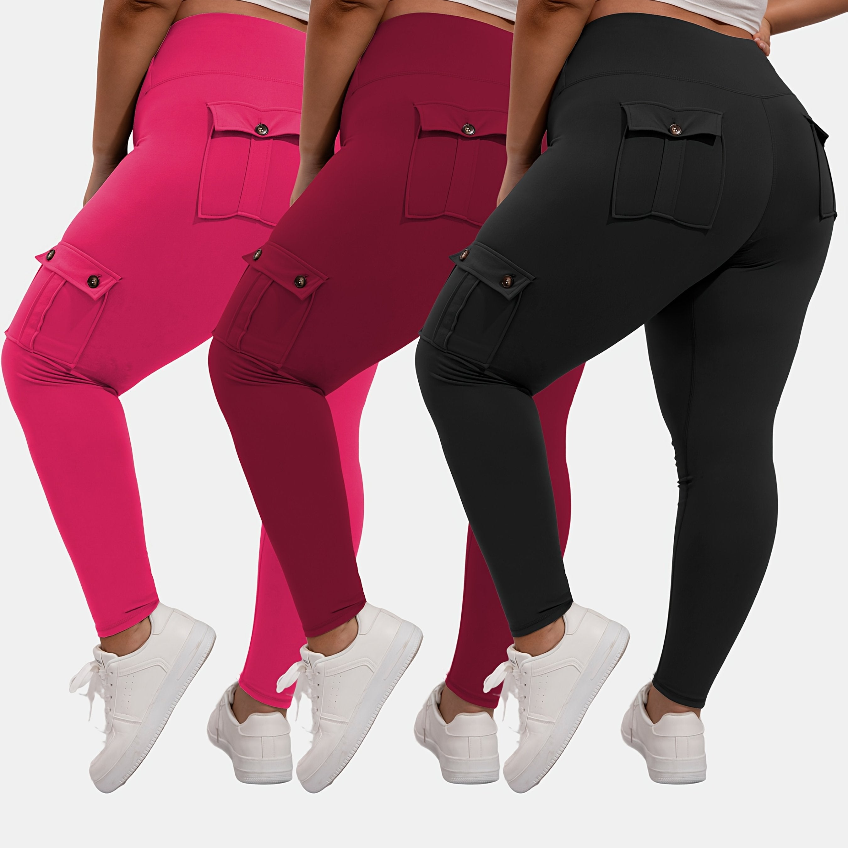 Women's Plus Size Sports Leggings High Waist Tummy Control Four-Way Stretch
