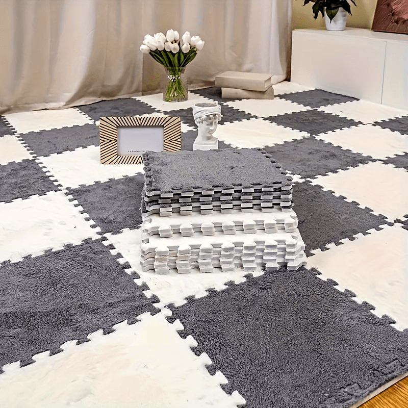 Set of 24 Interlocking Lounge Rugs for High-Traffic Areas Spring-Themed Carpets