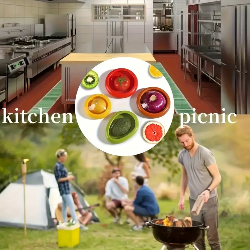 Juego de 4 cajas de silicona para frutas y verduras para el frigorífico reutilizables