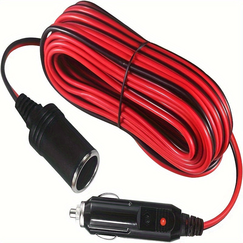 Cable de extensión para coche 3M 12V 24V Cargador de batería con luz LED y fusible