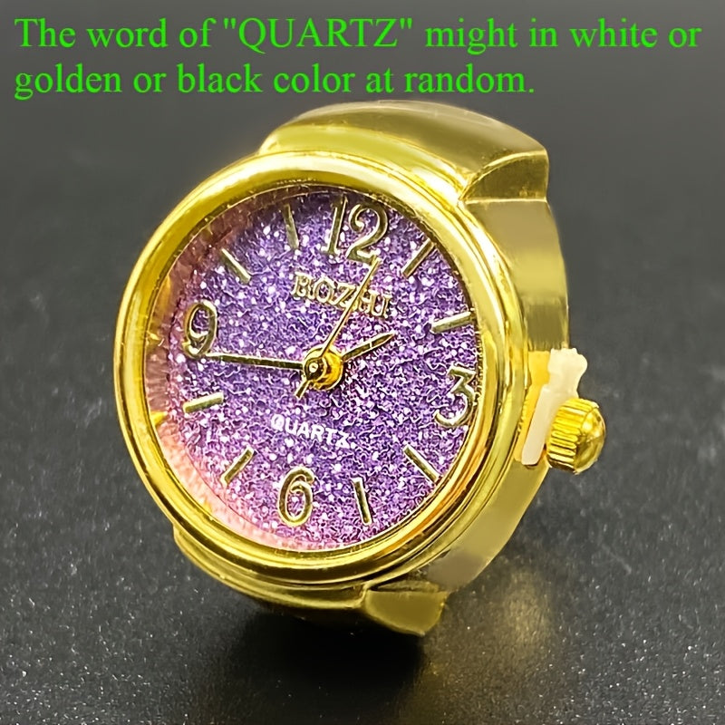 Green Mini Watch Ring for Men Women Fashion Alloy Shell Finger Watch