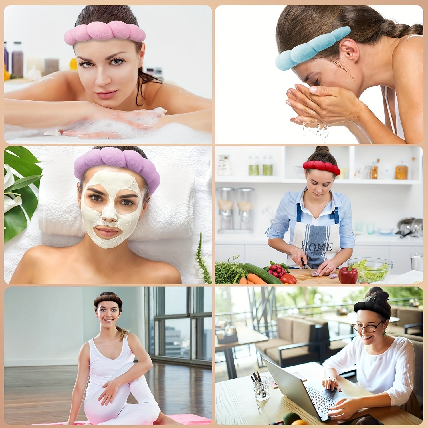 Набор из трех мягких губчатых повязок для волос с полотенцами на запястье, идеально подходящих для ухода за кожей, умывания и гидротерапии для женщин.