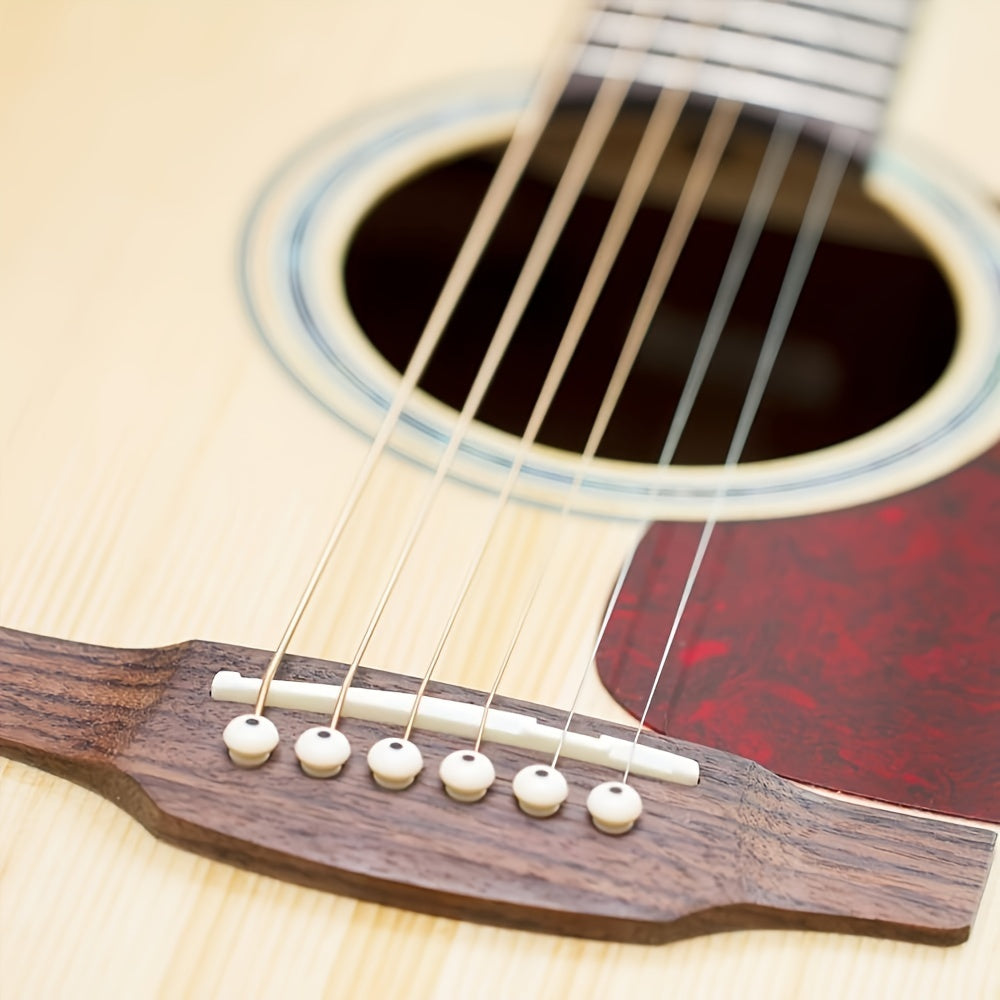 6-String Acoustic Guitar Set with Saddle Nut Bridge Pins Black White Accessories