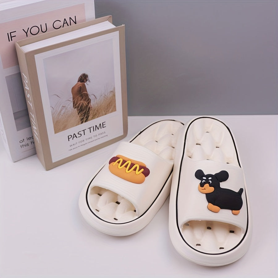 Women's EVA Slippers with Sausage Dog Print Anti-Slip Breathable Open Toe