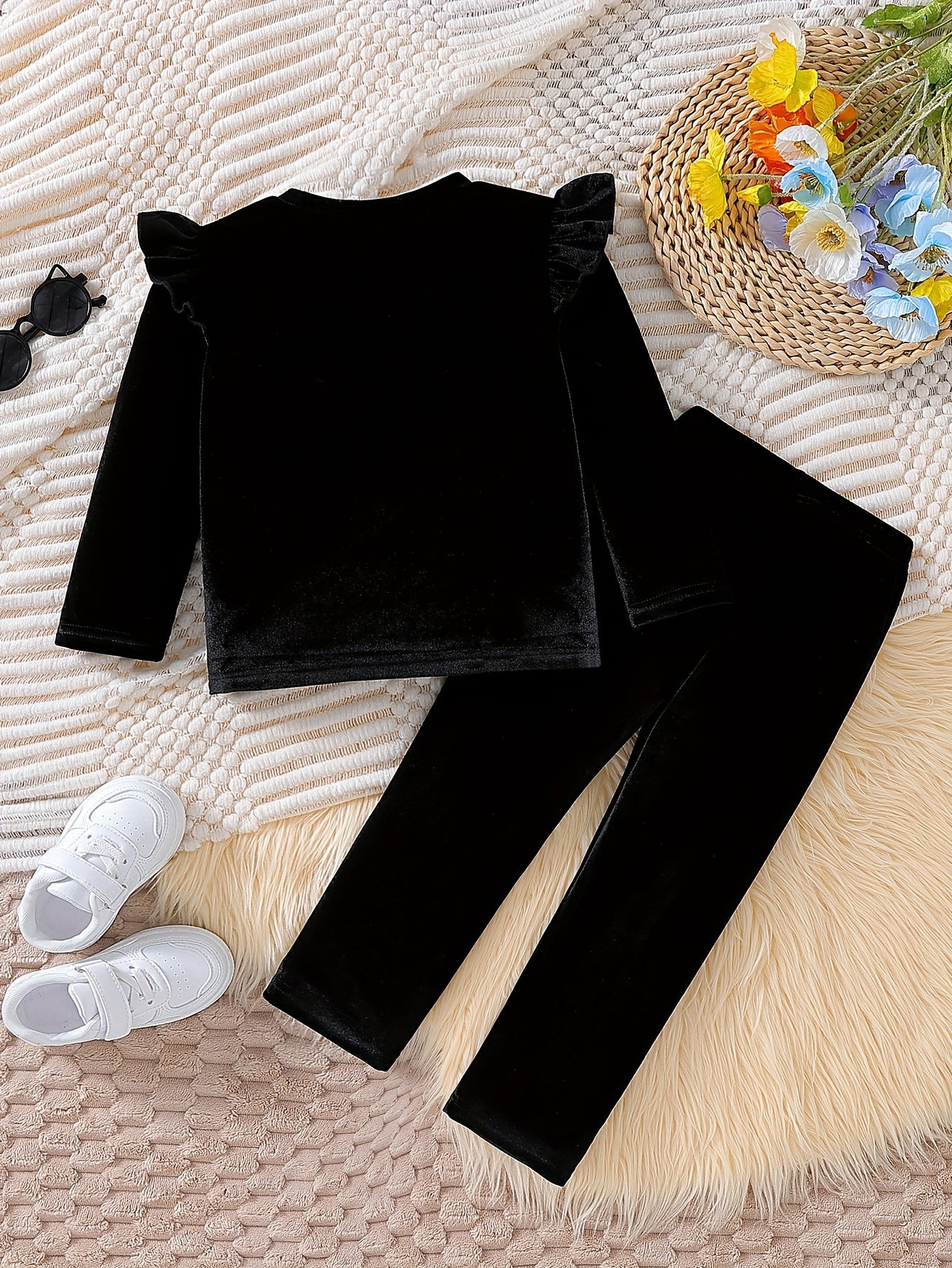 Девочки топ с цветочным принтом и комплект штанов для весенне-летней повседневной одежды