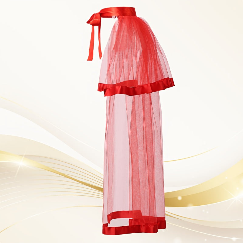 Elegant Bridal Tulle Skirt with Double Layer Ribbon for Wedding or Prom