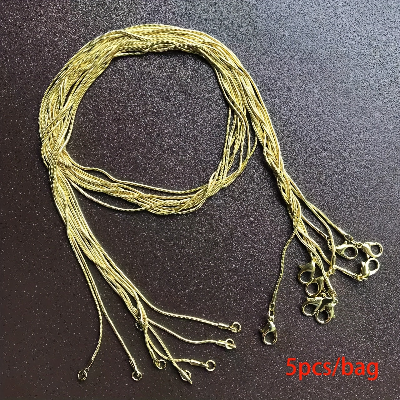 DIY zargarlik buyumlari uchun 5 ta oltin qoplangan Herringbone va Snake Chain taqinchoqlari to'plami