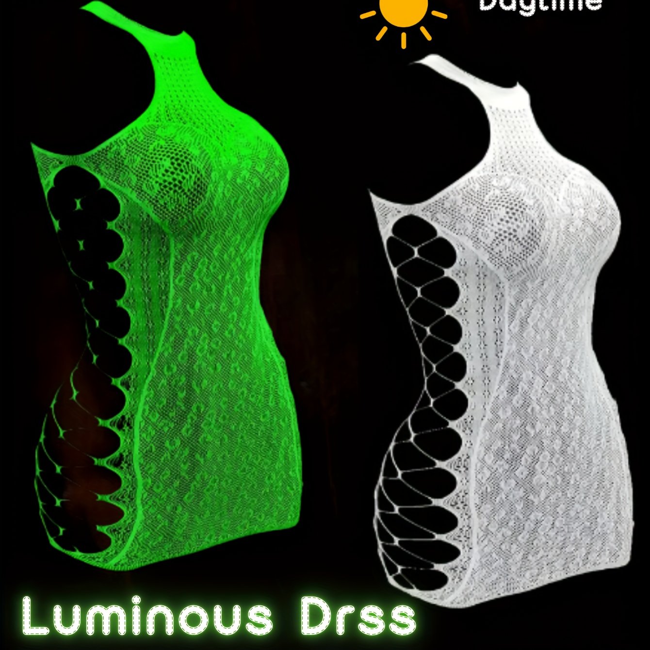 Women Fishnet Hollow Leopard Print Dress Breathable Large Size Green