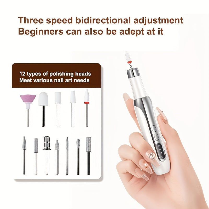 USB orqali zaryadlanadigan litiy batareyali elektr tirnoq polirovchisi va burg'ulash to'plami, manikyur va pedikyur uchun mukammal, gel lakni olib tashlash vositasi bilan birga.