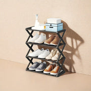Four-Tier Shoe Rack with Cloth Cover, Durable Stackable Shoe Storage Cabinet