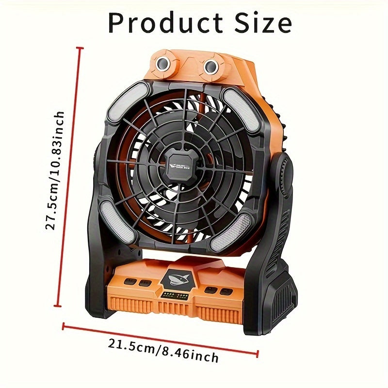 Portable Camping Fan with LED Lantern Dual Blade USB Rechargeable 20000mAh Battery