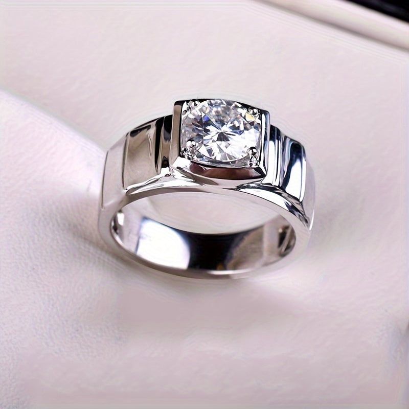 Sterling Silver Ring with Zirconia Inlay Elegant Jewelry for Women