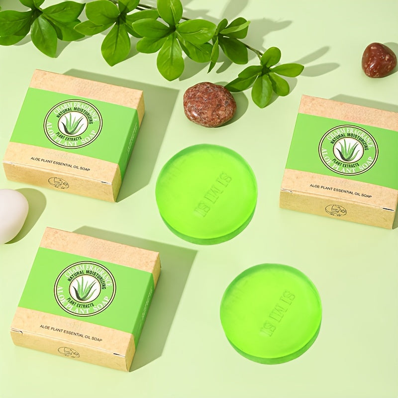 Unisex Aloe Vera Soap for All Skin Types Moisturizing Deep Cleansing Oil Control