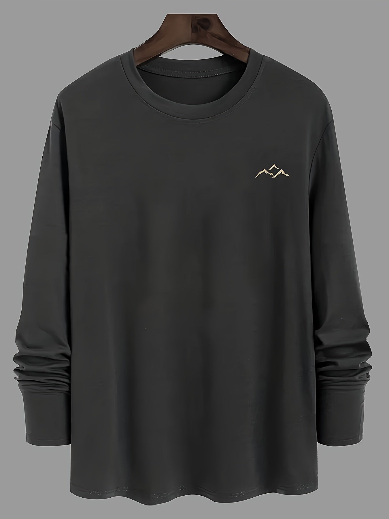 Мужская футболка с длинным рукавом и круглым вырезом большого размера с горным принтом, дышащий полиэстер, повседневная