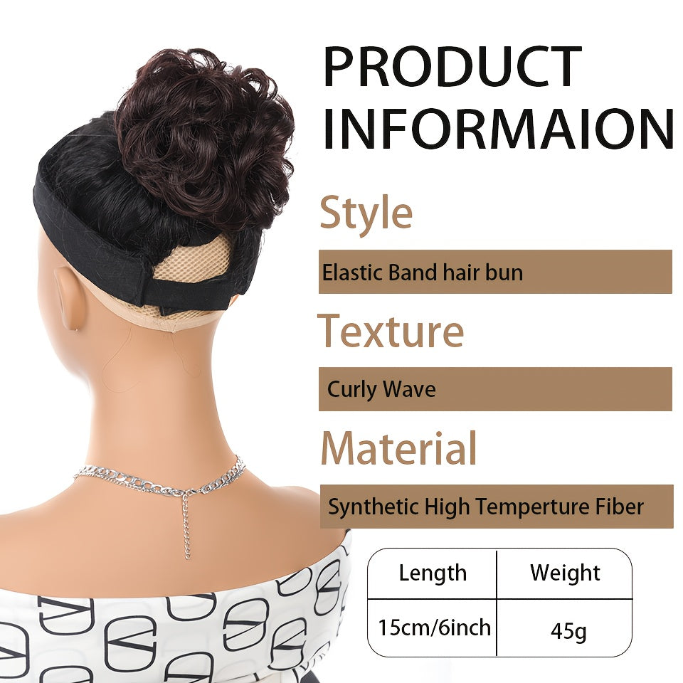 Women’s Messy Bun Hairpiece Beads Curly Wave Claw Clip Extension