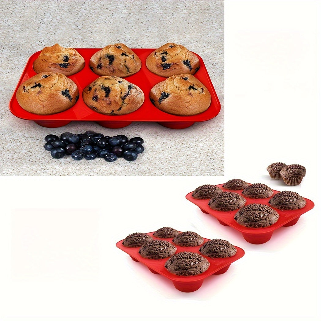 Silicone Muffin Pan 6 Cavity Non-Stick Cupcake Mold for Baking Pudding Kitchen Gadgets