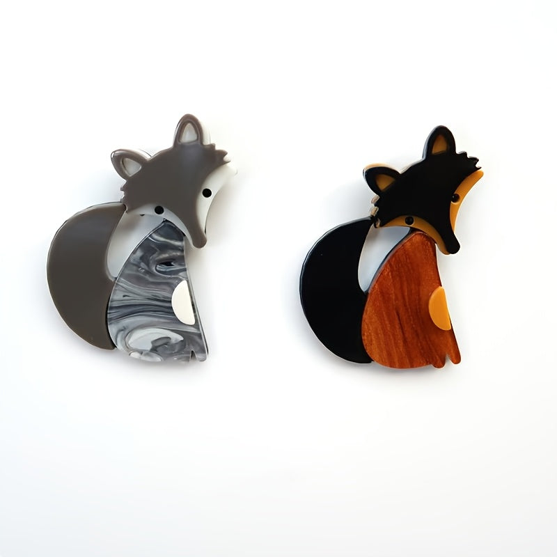 Fox Acrylic Brooch Pin Cartoon Animal Style Lapel Badge for Fashion Accessories