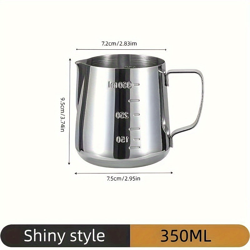 Stainless Steel Frothing Cup with Scale for Latte Art, Espresso and Milk Tea
