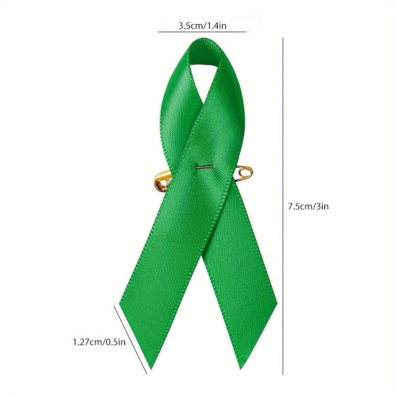 Green Ribbon Badges for Sports Teams Support Groups and Events 100 Pack