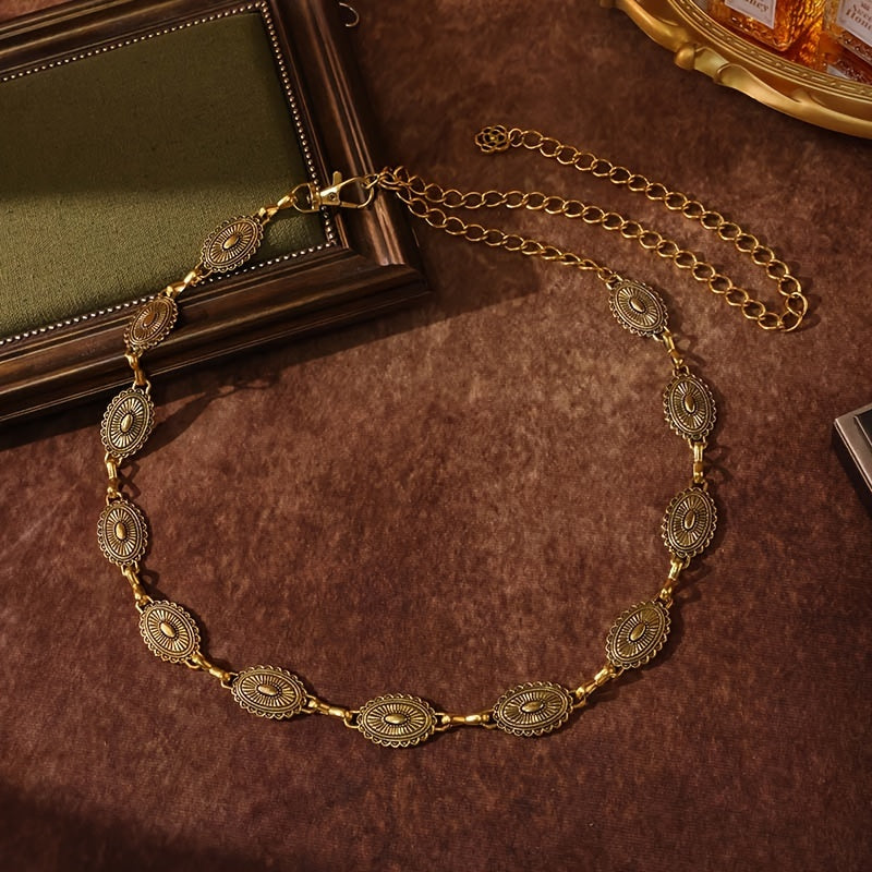 Women's Boho Style Waistband with Adjustable Chain Belt and Body Jewelry in Gold and Silver