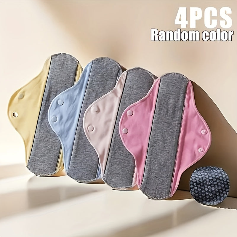 4-Pack Reusable Menstrual Pads Soft Graphene Leak-Proof Washable Solid Color