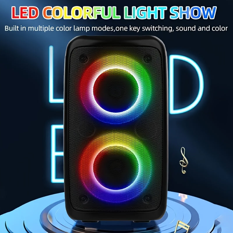 Altavoz Bluetooth inalámbrico con subwoofer y luces de discoteca para fiestas al aire libre