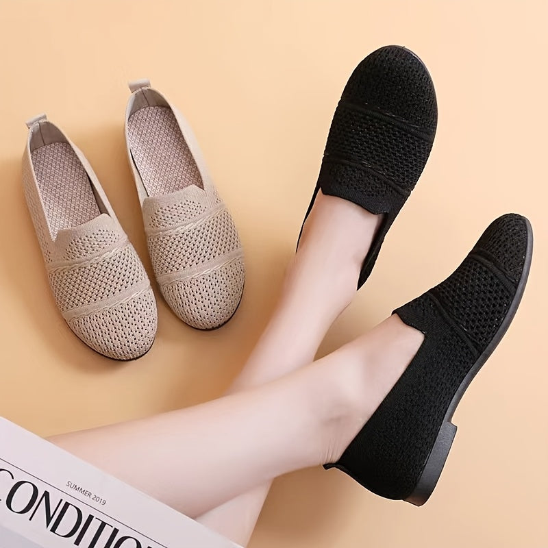 Women's Knit Mesh Slip-On Casual Shoes Lightweight Breathable Flats