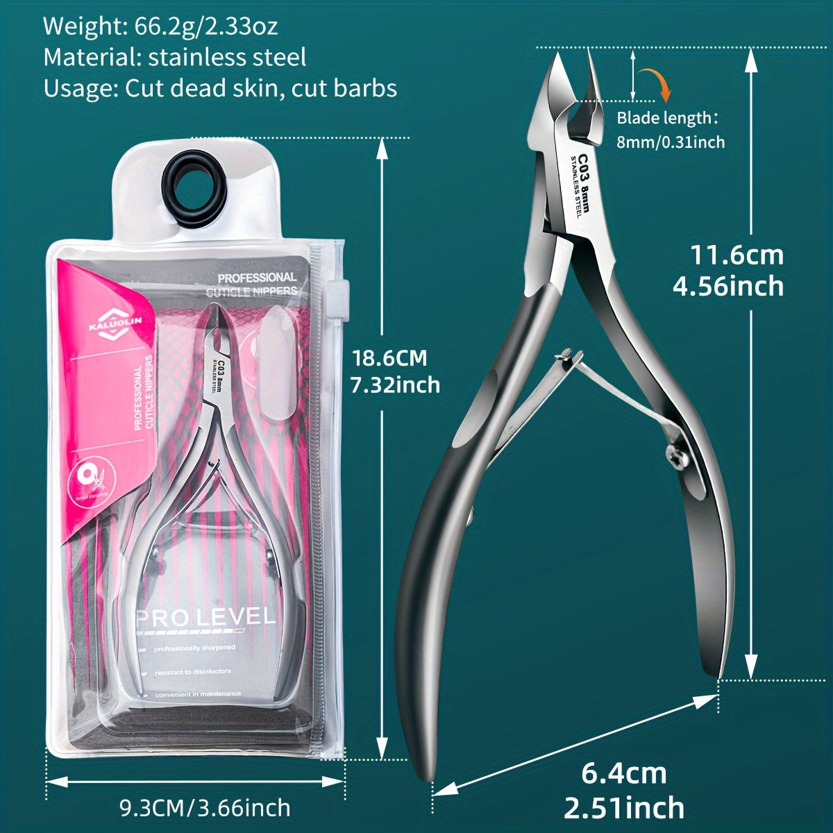 Space Gray Stainless Steel Cuticle Nippers for Manicure and Pedicure