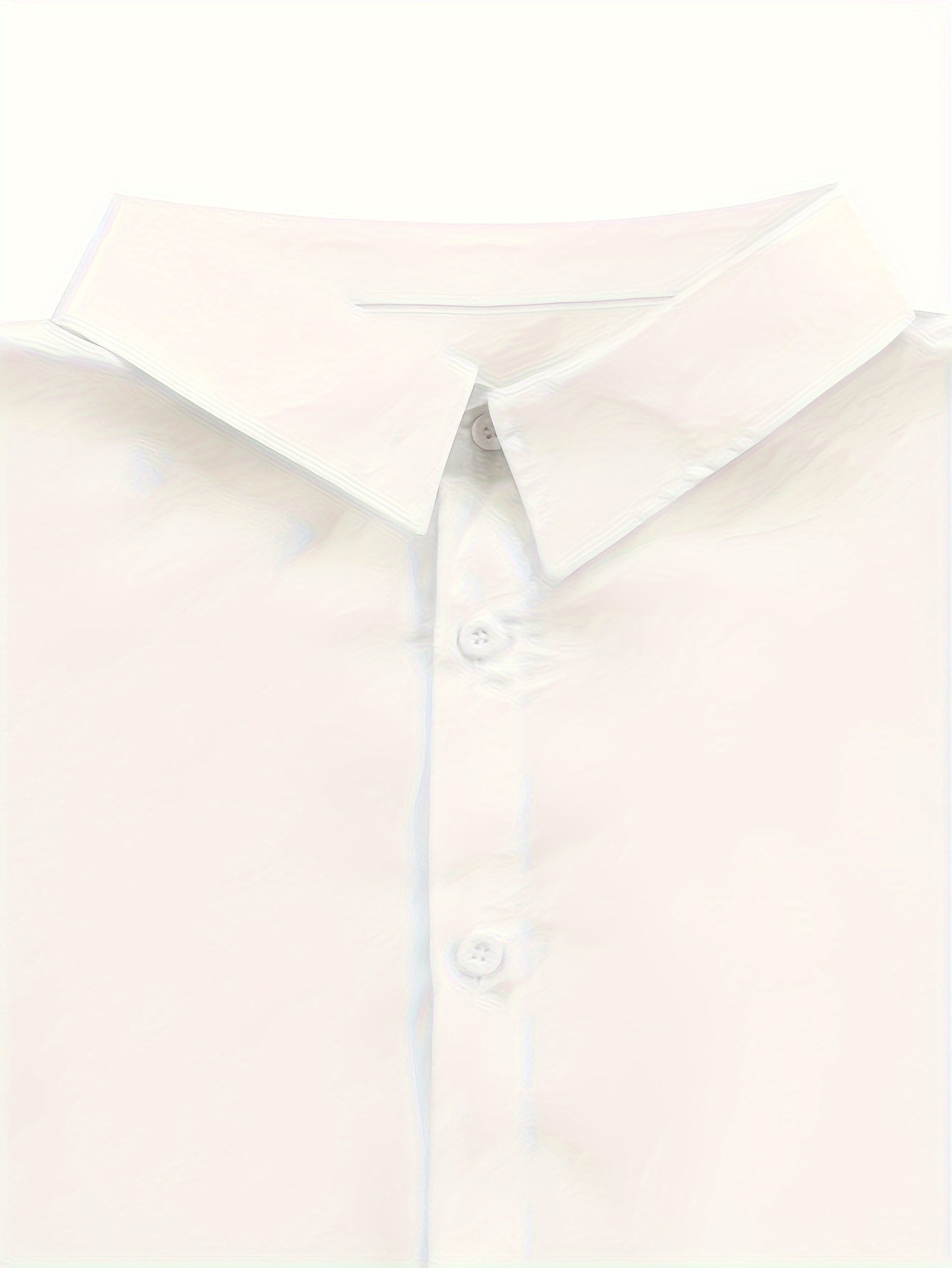 Camisa de manga larga de poliéster sólida de botones y cuello en V para hombre de tallas grandes