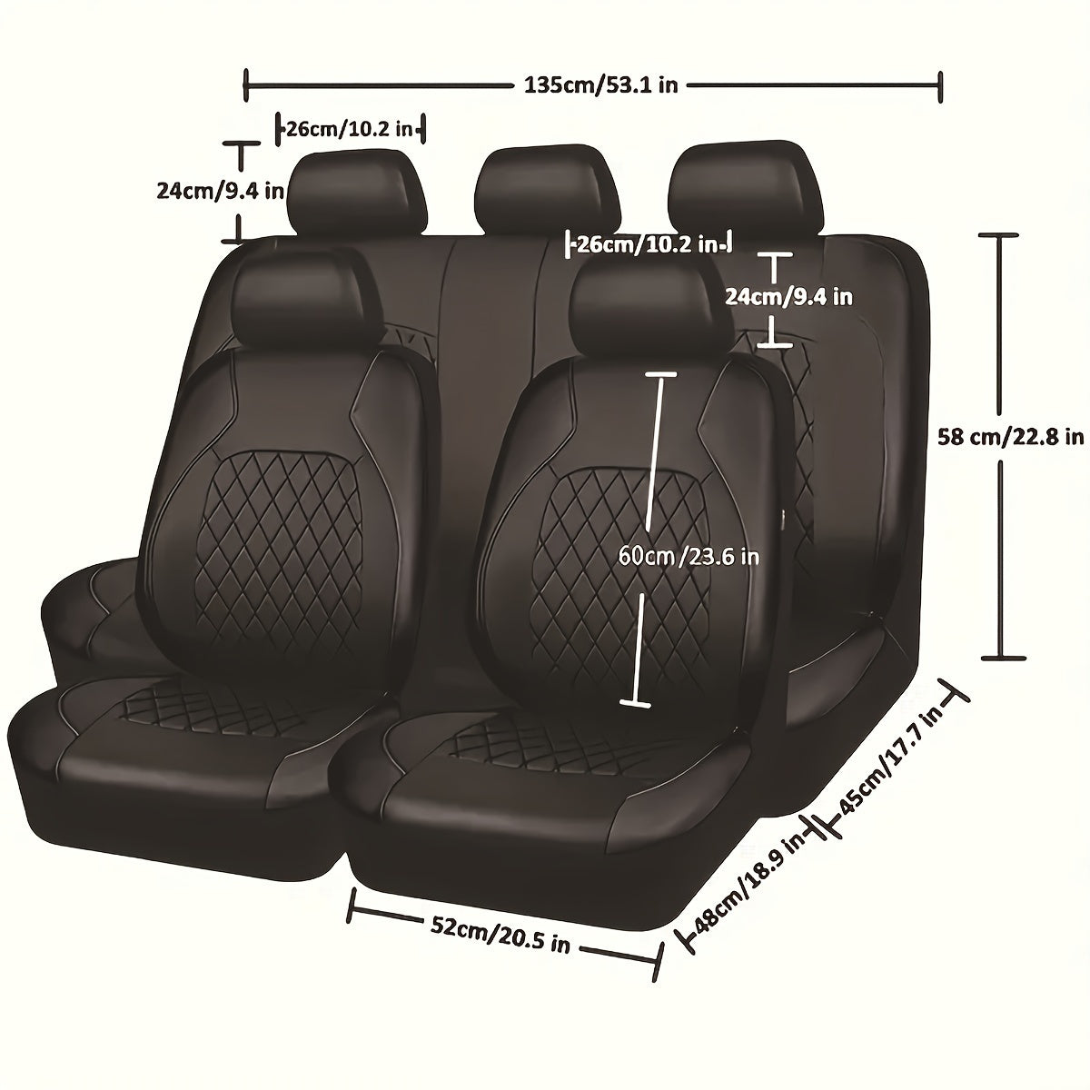 Luxury Leather Car Seat Covers 5-Piece Set with Headrest and Pet Cushions for SUVs and Trucks