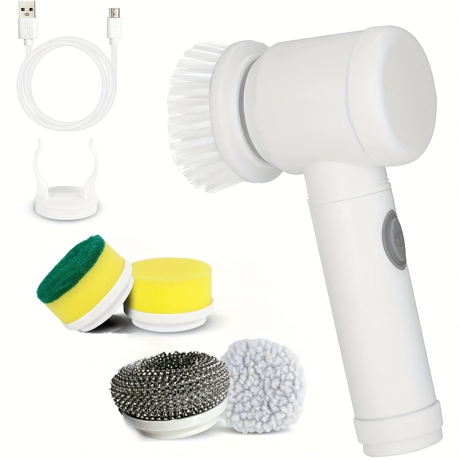 8-in-1 Electric Cleaning Brush Set with 5 Replaceable Heads for Kitchen Bathroom