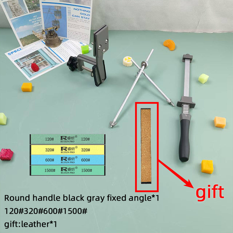 Dual Grit Angle Grinder Circular Handle Black Gray Fixed Angle Sharpener for Kitchen Outdoor Use