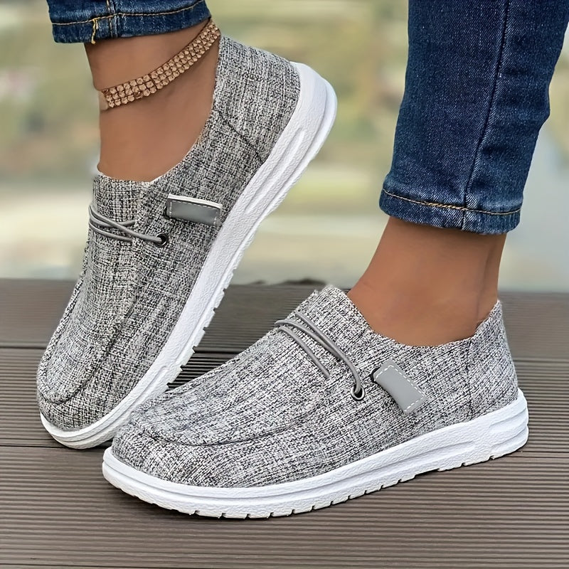 Women's Casual Slip-On Flats Breathable Woven Fabric Low Top Sneakers
