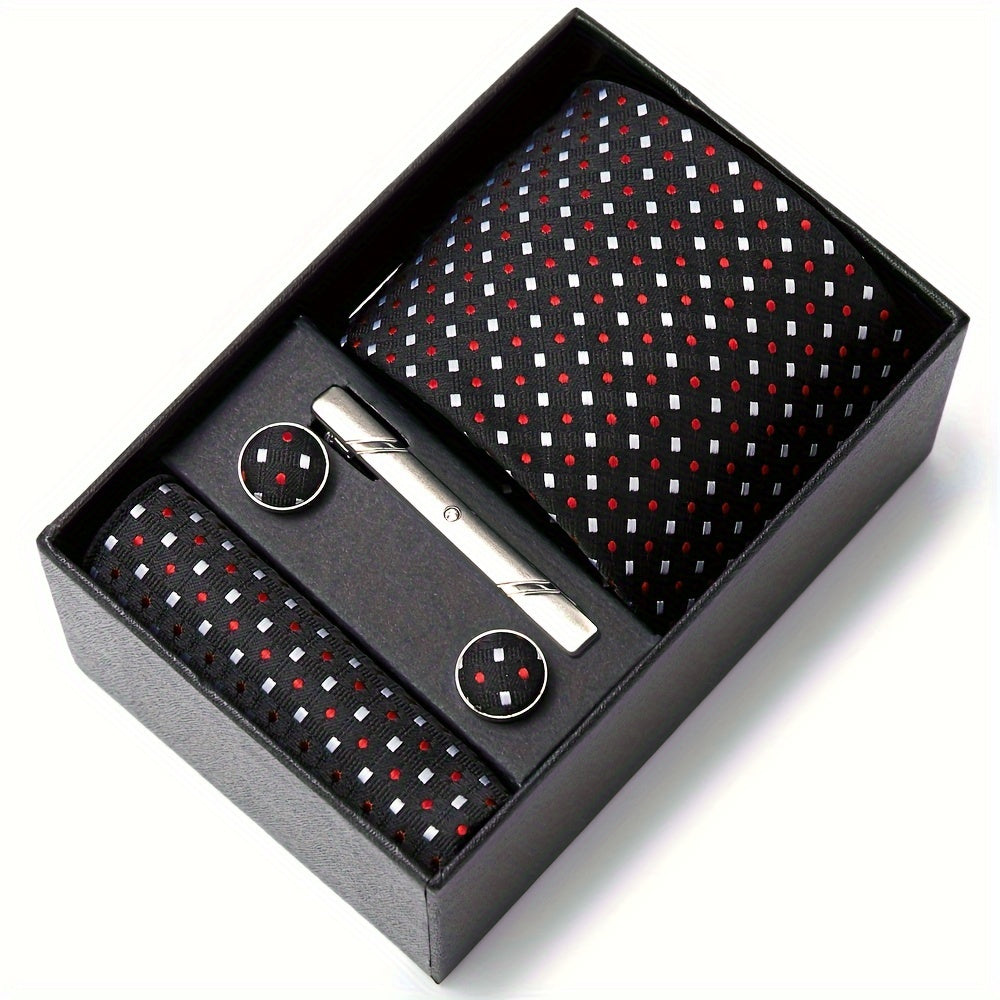 Men's Wedding Accessories Gift Set Tie Cufflinks Pocket Square in Gift Box