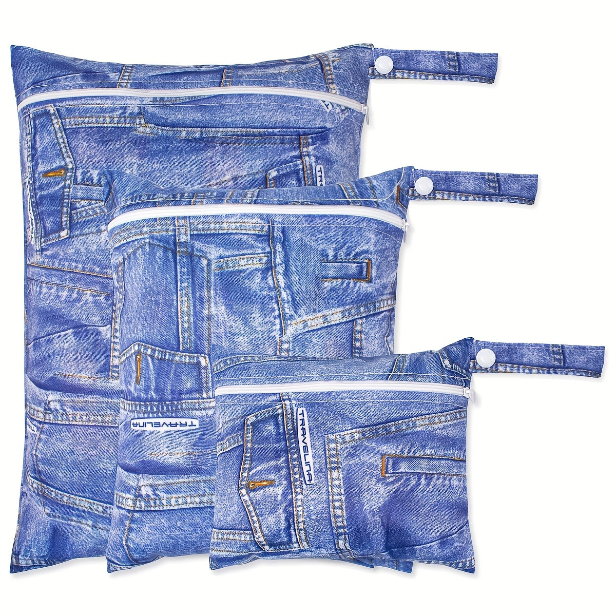 Diaper Bag Set Waterproof Reusable Wet Dry Bags with Zipper Pockets for Cloth Diapers Travel