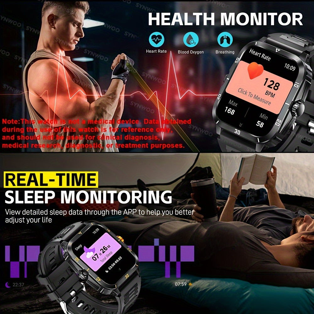 Smart Watch 4.98cm Diameter Touchscreen Fitness Tracker with Call Function and 100+ Sport Modes