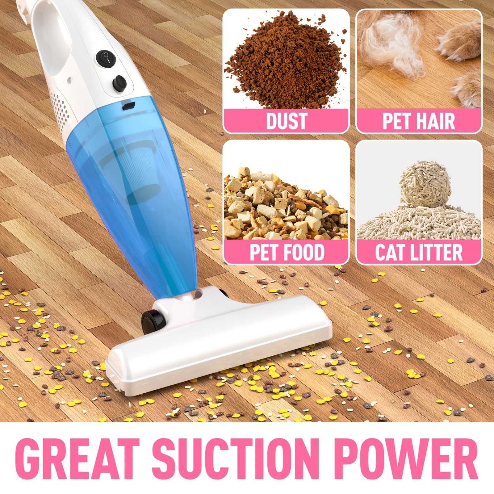 Yuviladigan HEPA filtri va kuchli so'rish quvvati bilan ipli pol vakuum tozalagich; uy, yotoqxona, yog'och pol va uy hayvonlari sochlari uchun mos.