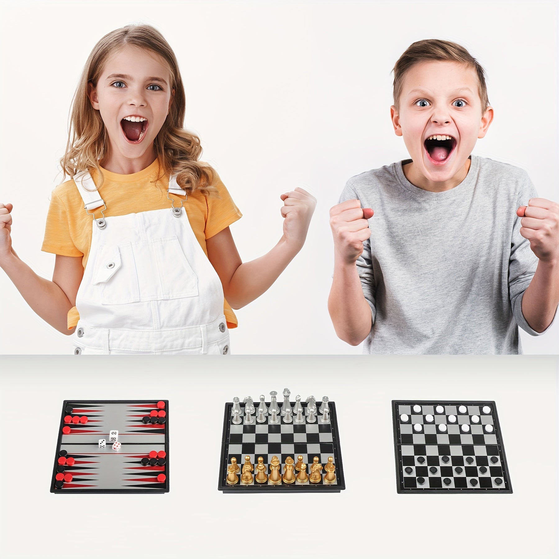 Mini Magnetic Chess and Backgammon Set Portable Folding Travel Board Game 12.7cm