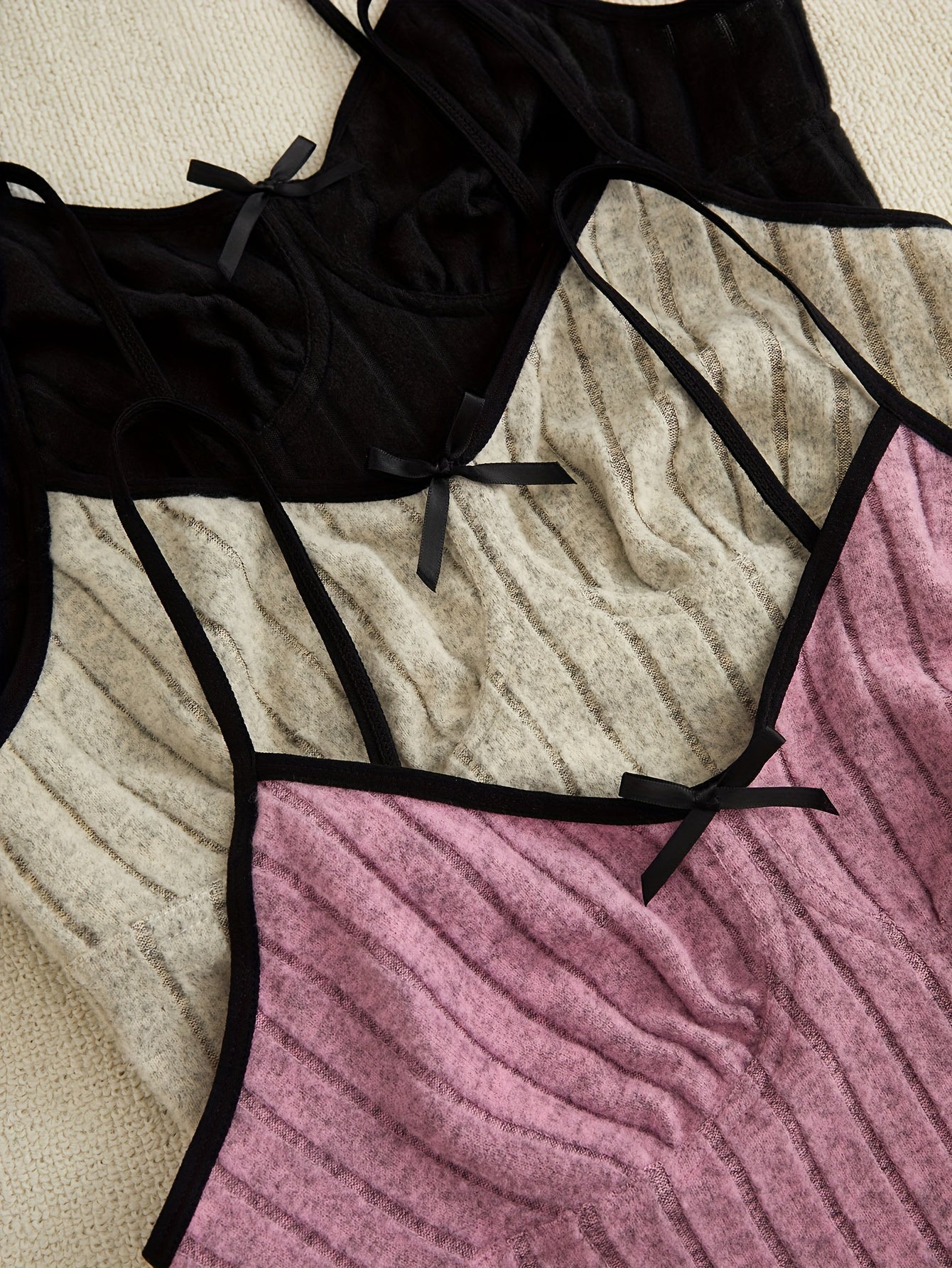 Women's 3-Piece Sleepwear Set Pajamas Shorts Tank Top Solid Color Polyester Elastane