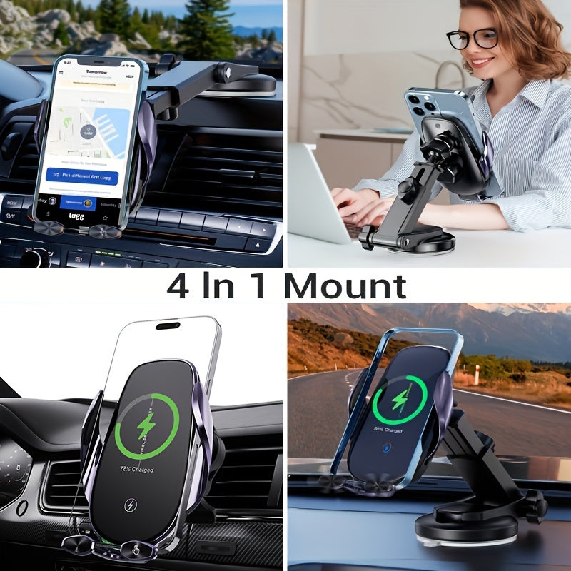 Wireless Car Charger Holder for iPhone and Samsung Galaxy 15W Fast Charging Auto Clamp Dashboard Vent Mount