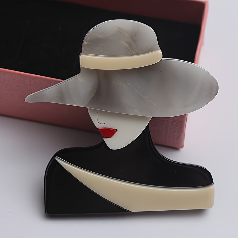 African Inspired Acrylic Brooches for Women Human Head Design Elegant Jewelry